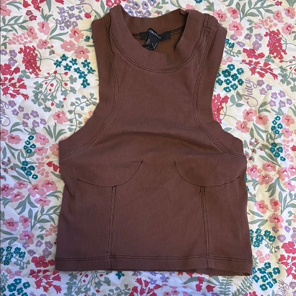 Forever 21 Chocolate Brown Top with Black Accents
